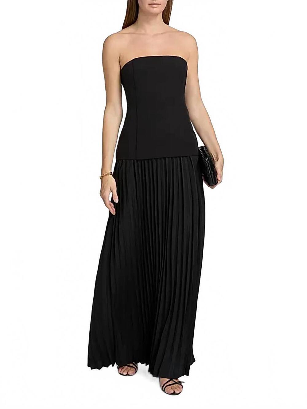 NEW GENERATION LOVE cody crepe pleat maxi dress in black